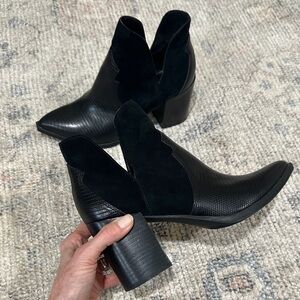 Steve Madden Faux Snakeskin and Suede Black Ankle Boots